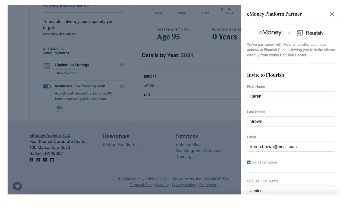 eMoney Decision Center drawer v2