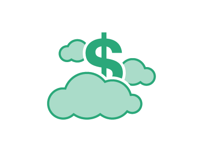 green clouds with a dollar sign appearing