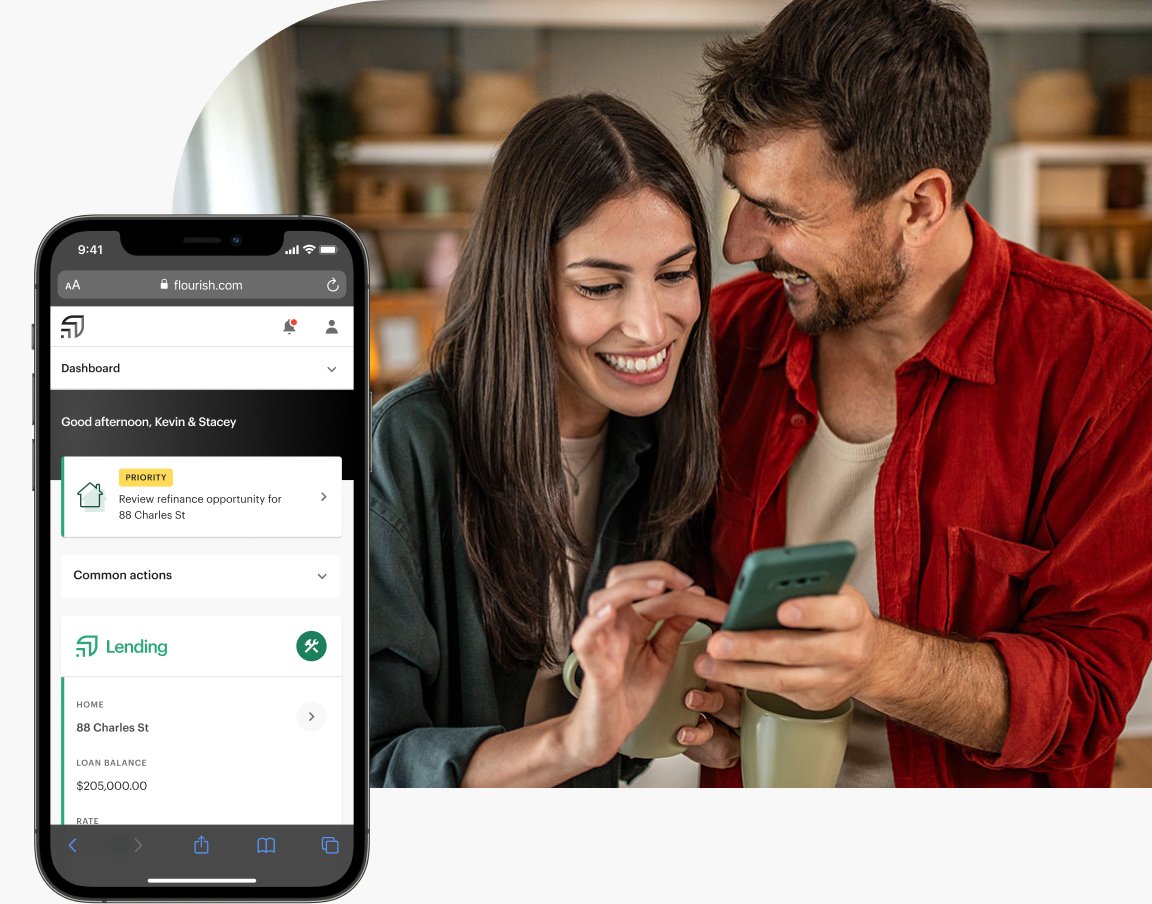 Clients viewing a refinance opportunity on a mobile phone